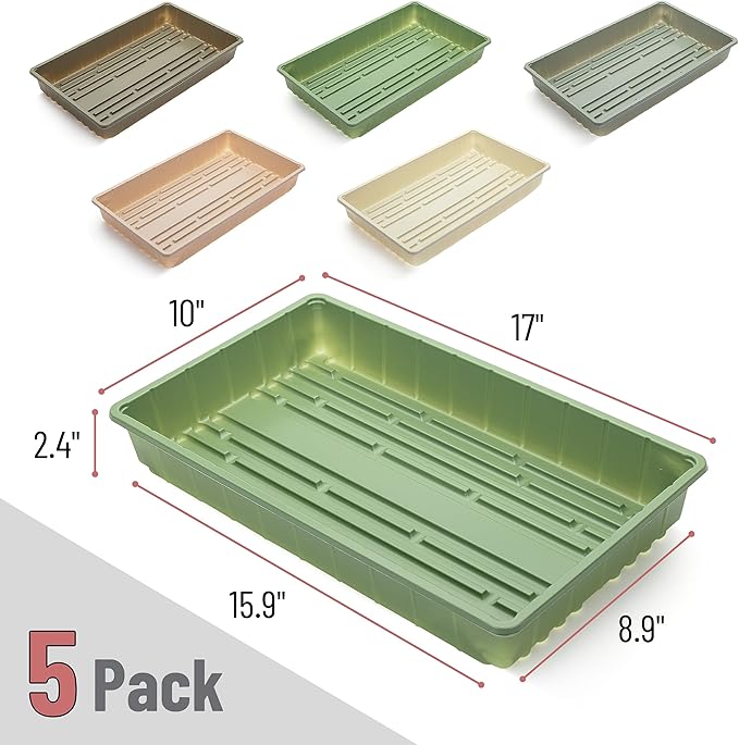 Mr. Pen-Plastic Growing Trays, 5 Pack, Plant Tray, Seed Tray, Propagation Tray - Image 2
