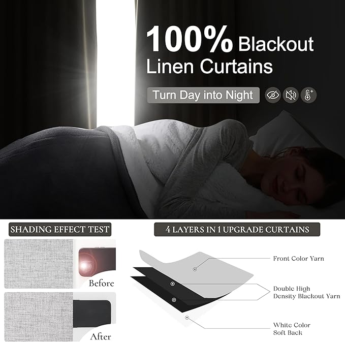 Grey Curtains 60 Inch Length Wide Pleated Blackout Curtain - Image 2