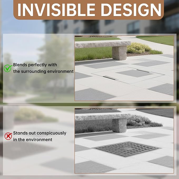 24inx24 inch Stainless Steel Invisible Manhole Cover and Frame, Square Recessed - Image 3