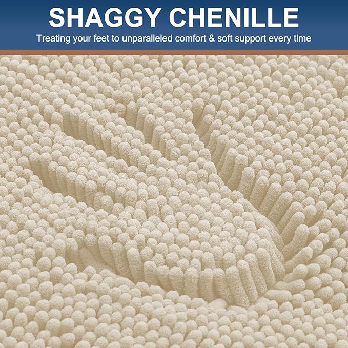 Smiry Luxury Chenille Bathroom Rugs 30x20, Extra Soft and Absorbent Shaggy Bath - Image 3