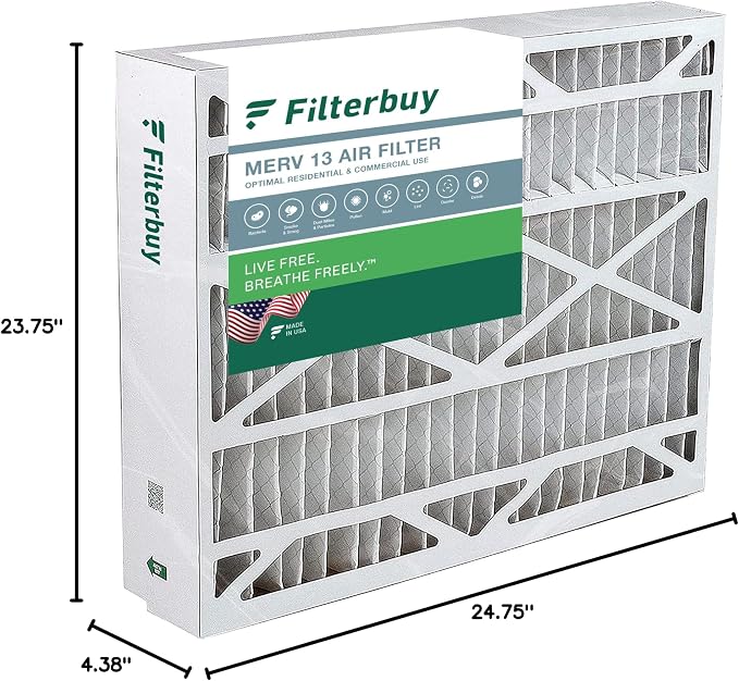 Filterbuy 24x25x5 Air Filter MERV 13 Optimal Smoke & Allergy Defense, - Image 10