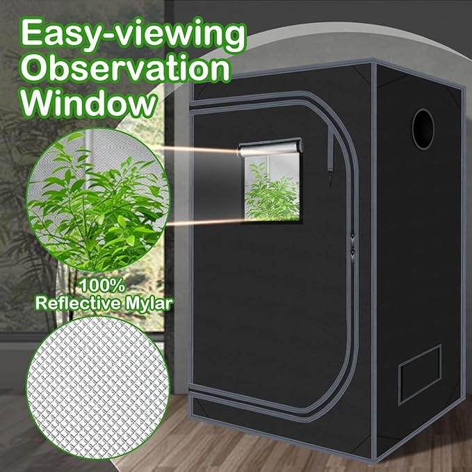 32"x32"x63" Grow Tent for Indoor Plants 600D Mylar Hydroponic High Reflective - Image 4