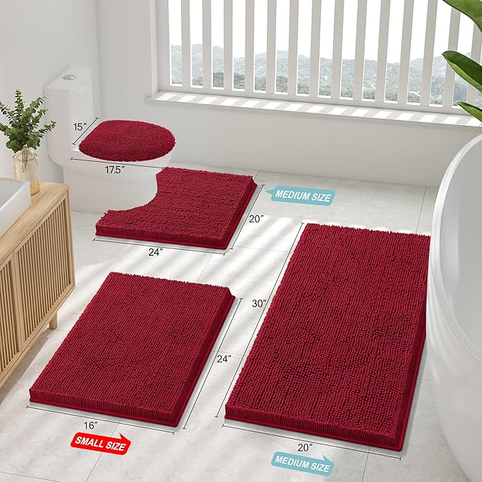 Smiry Luxury Chenille Bathroom Rugs 47x24, Extra Soft and Absorbent Shaggy Bath - Image 2
