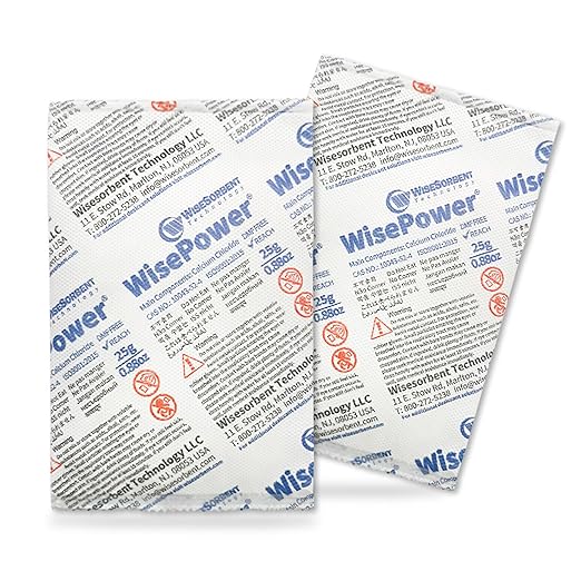 10Pcs 25 Gram Calcium Chloride Dessicant Packs, Double-Layer High Hygroscopic by Wisesorb