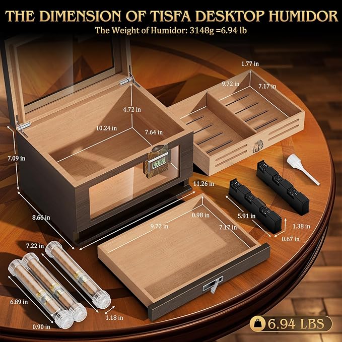 TISFA Cigar Humidor Cedar Wood Cigar Box - Image 4