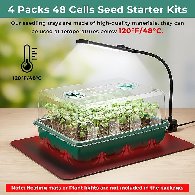 192 Cells Seed Starter Tray, 4 Packs Seed Starter Kit - Image 4