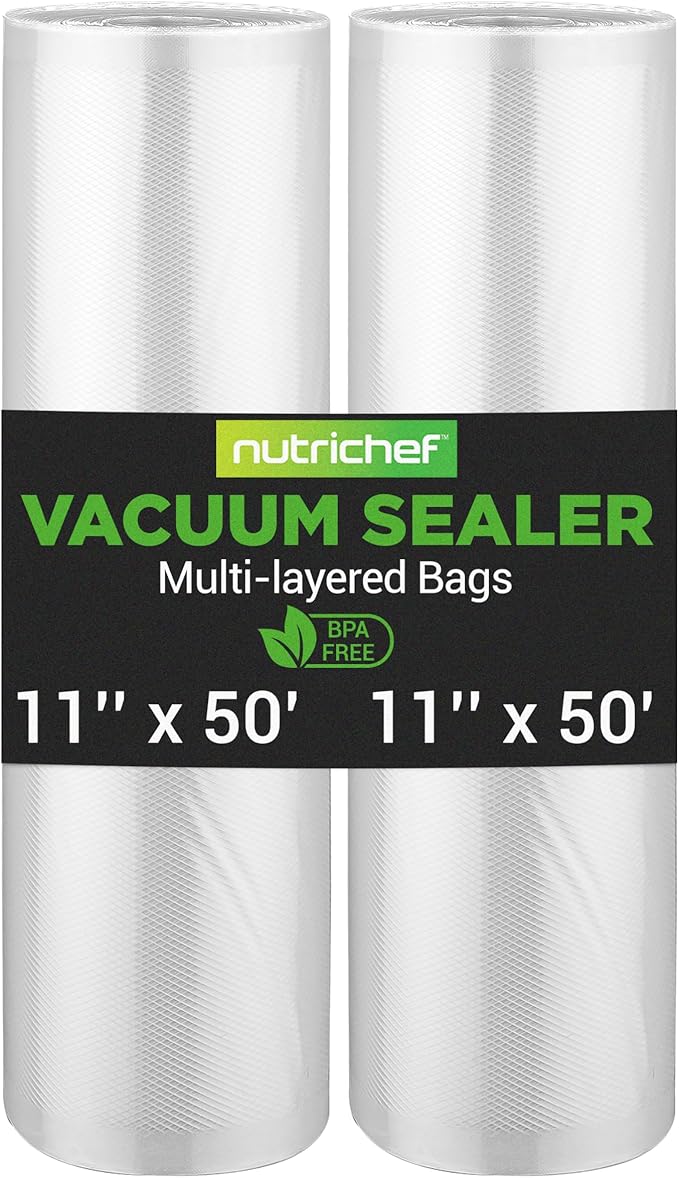 NutriChef Vacuum Sealer Bags 11x50 Rolls 2 pack by NutriChef%E2%84%A2Kitchen