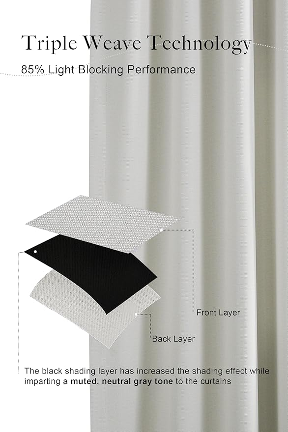 NICETOWN Faux Linen Curtains for Living Room, Pinch Pleated Light Filtering - Image 5