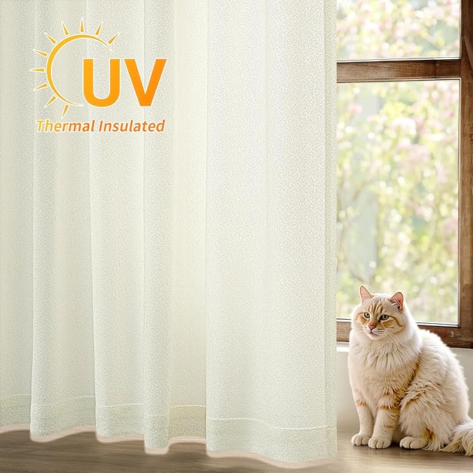 MIULEE Ivory Thermal Insulated Curtains 84 Inch Long 2 Panels Set - Image 2