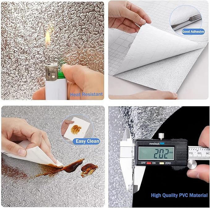 Kitchen Wallpaper Oil Proof Sticker Backsplash Aluminum Foil Self-Adhesive - Image 5