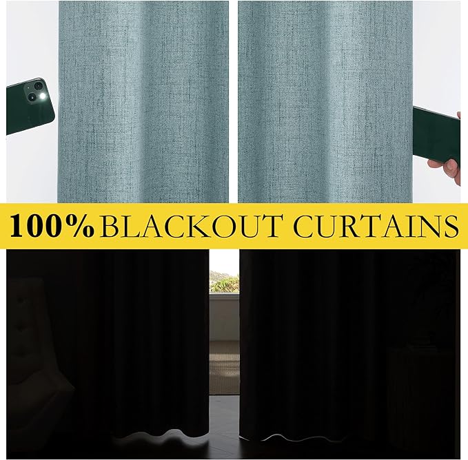 NICETOWN 100% Absolutely Blackout Linen Curtains - Image 4
