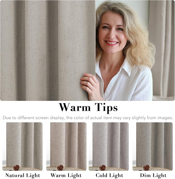 H.VERSAILTEX Linen Blackout Curtains 108 Inches Long 100% Blackout Thermal - Image 5