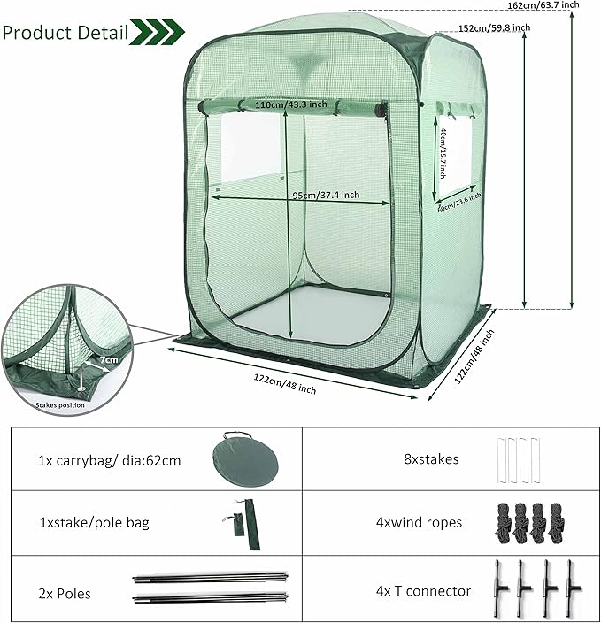 Porayhut Pop Up Greenhouse Tent, Portable X-Large Walk-in Flower House - Image 2