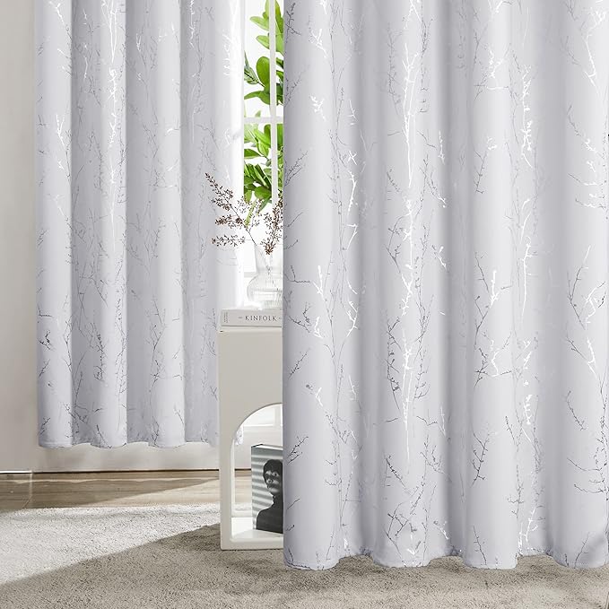 Deconovo Greyish White Curtains, Room Darkening Short Curtain, Thermal - Image 3