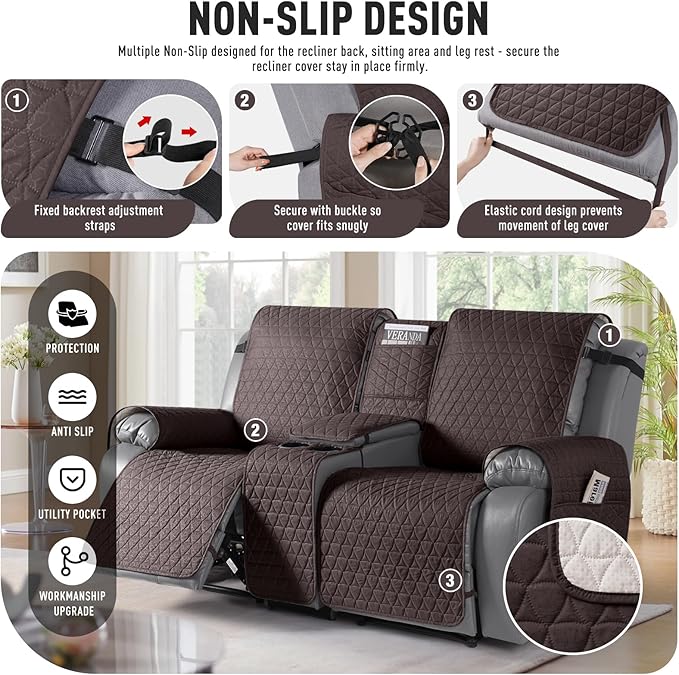 TAOCOCO 100% Waterproof Loveseat Recliner Couch Sofa Covers - Image 5