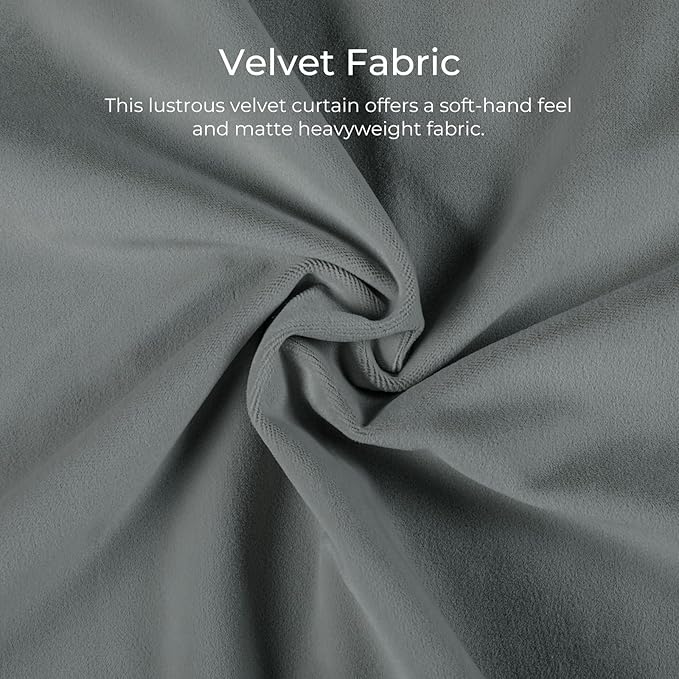 TWOPAGES Luxury Velvet Curtain Pinch Pleated Wolf Gray Curtain 102 inch Long - Image 3