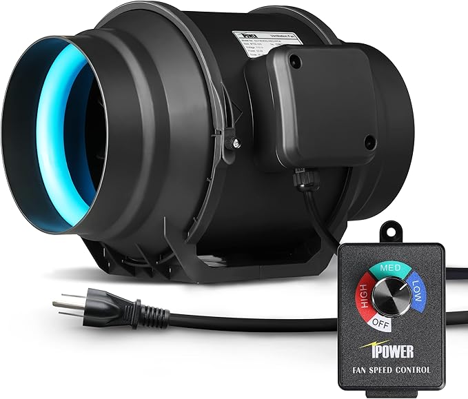 iPower 6 Inch 318 CFM Inline Duct Ventilation Fan Combo, by iPower