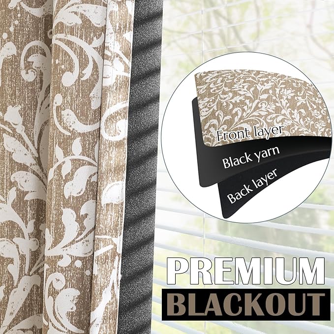 Vangao Taupe 100% Blackout Curtains 96 Inches Long - Image 3