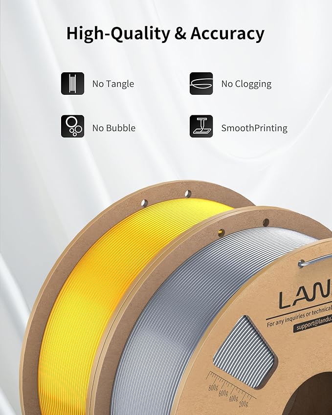 LANDU Silk PLA Filament 1.75mm Gold 2KG, 3D Printer Filament Dimensional - Image 3