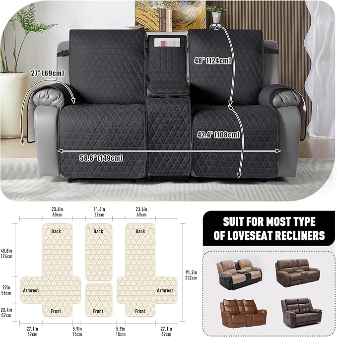 TAOCOCO 100% Waterproof Loveseat Recliner Couch Sofa Covers - Image 2