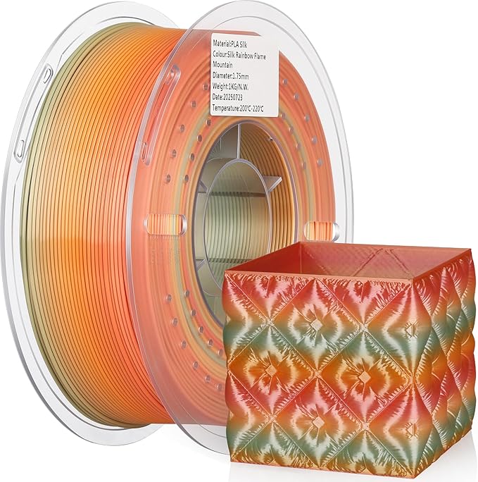 LANDU Silk PLA 3D Printer Filament Multicolor Rainbow PLA Filament 1.75mm by LANDU