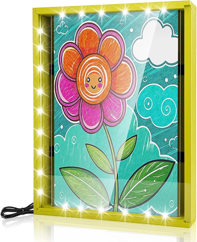 Artwork Shadow Box with LED Light, Changeable Photo Album Display & Storage - Image 2