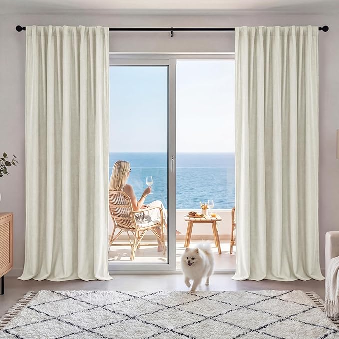 RYB HOME Natural Linen 100% Blackout Curtains by RYBHOME