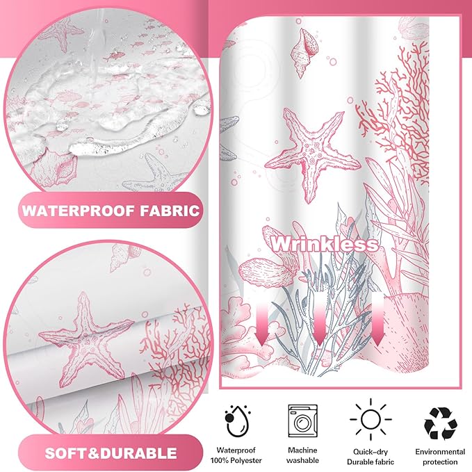 Extra Long No Hook Shower Curtain - Image 3