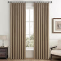 Rust Brown Living Room Curtains 84 Inches Long, Tan Beige Pinch Pleated Linen by QJMYDECO