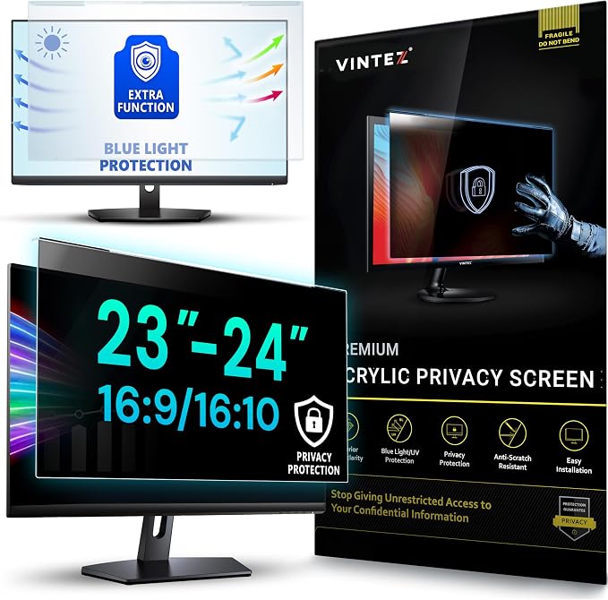 Universal Acrylic 23, 24 Inch Computer Privacy Screen Filter by VINTEZ