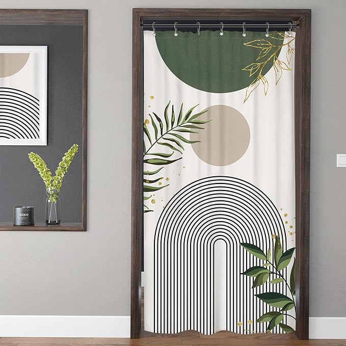 Small Stall RV Shower Curtain 36Wx72H Half Single Green Modern Boho Mid Century - Image 2