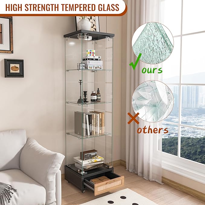 Yoluckea 4-Tier Glass Display Cabinet - Image 6