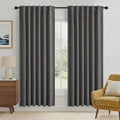 RYB HOME Grey 100% Blackout Linen Curtains 72 inch Long, Thermal Insulated & by RYBHOME