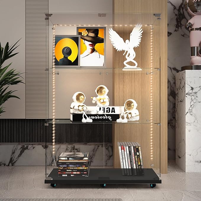 Yoluckea 3 Tiers Glass Display Cabinet by Yoluckea