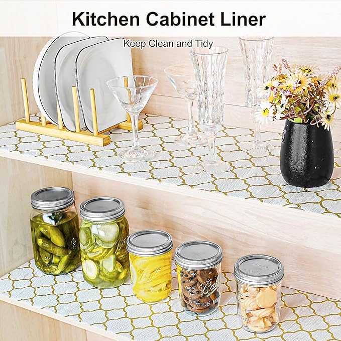 Drawer and Shelf Liner for Kitchen Cabinet, Non-Adhesive Cabinet Liner 12in x - Image 2