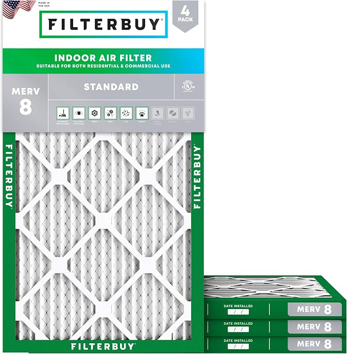 Filterbuy 9.5x19.5x1 Air Filter MERV 8 Essential Dust & Allergy Defense by Filterbuy