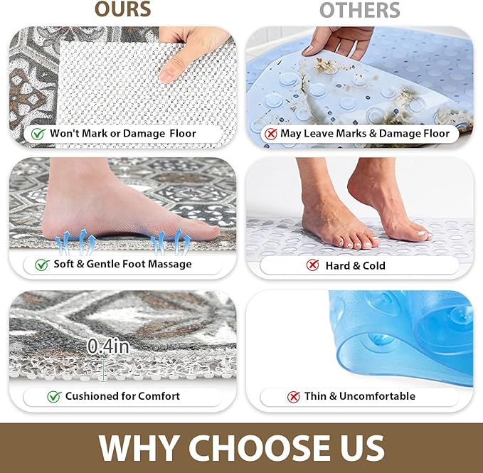 Square Shower Mat Non Slip: 32x32 Inch Extra Large Shower Mats - Image 7