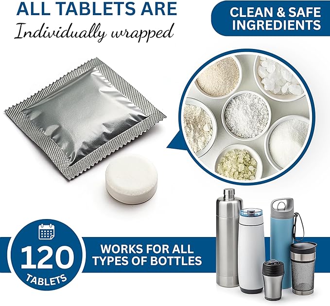 120 Pcs Water Bottle Cleaning Tablets, Bottle Cleaning Tablets - Image 5