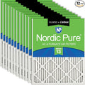 Nordic Pure 20x25x1 Pleated Pleated MERV 13 Plus Carbon Air Filters 12 Pack | by NordicPure