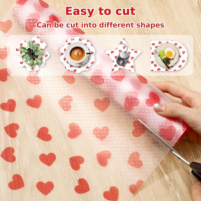 Valentine's Day Refrigerator Liner Waterproof Fridge Shelf Mat Red Heart - Image 2
