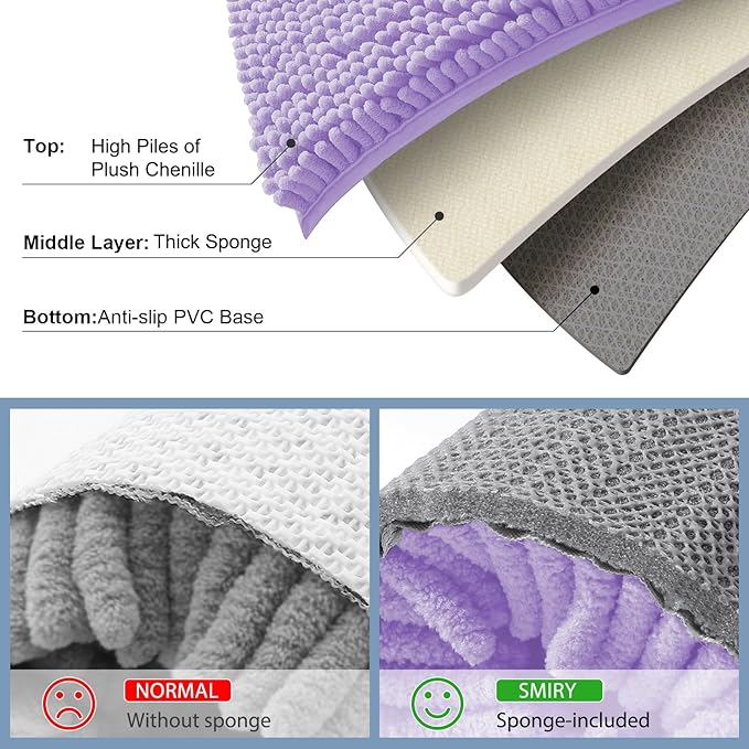 Smiry Luxury Chenille Bathroom Rugs 40x32, Extra Soft and Absorbent Shaggy Bath - Image 5