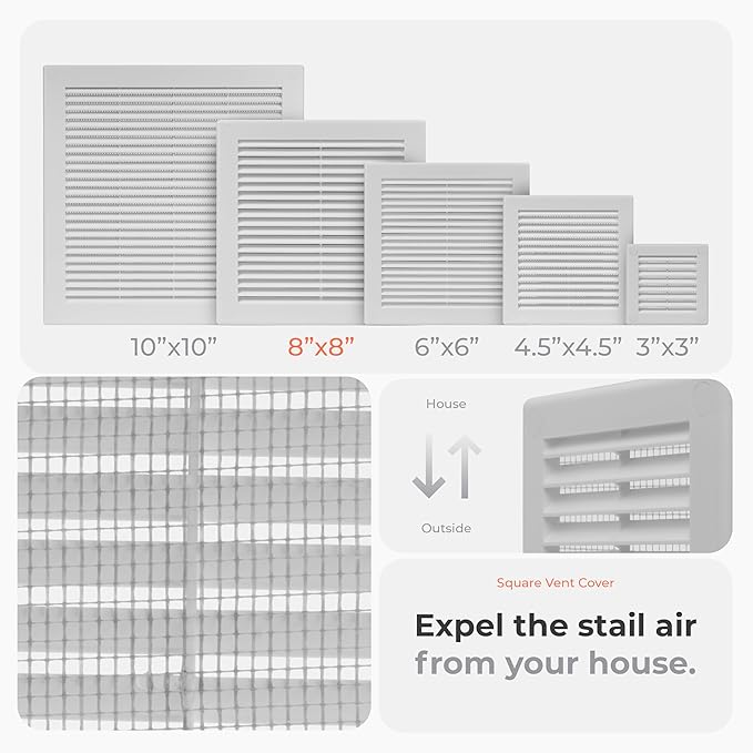 10-Pack 10" x 10" Square Air Vent Cover – White Plastic Vent Deflector - Image 3
