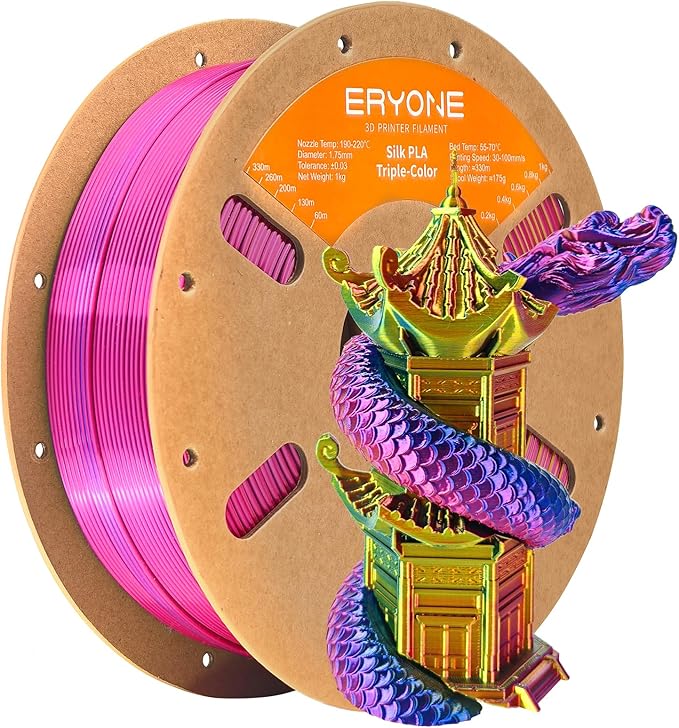ERYONE Silk Tri Color PLA Filament 3D Printer 1.75mm +/- 0.03mm by ERYONE