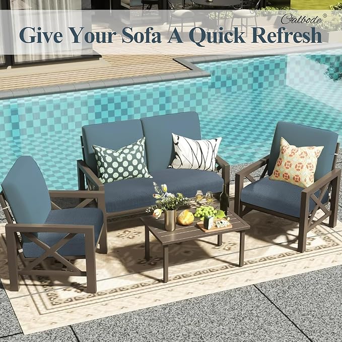 8Pcs Stretch Couch Cushion Covers, Water Resistant Outdoor Sofa Cuhsion Cover - Image 6