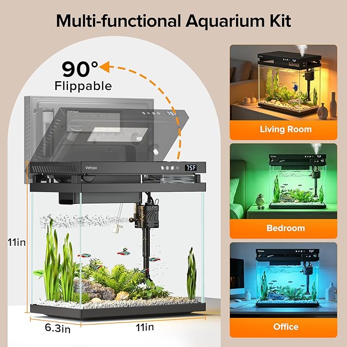 Fish Tank, 2.2 Gallon Glass Aquarium, Small Fish Aquarium Kits - Image 6