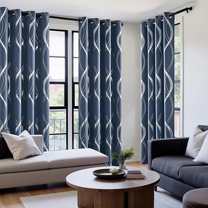 NICETOWN 100% Blackout Stone Blue Curtains - Image 4