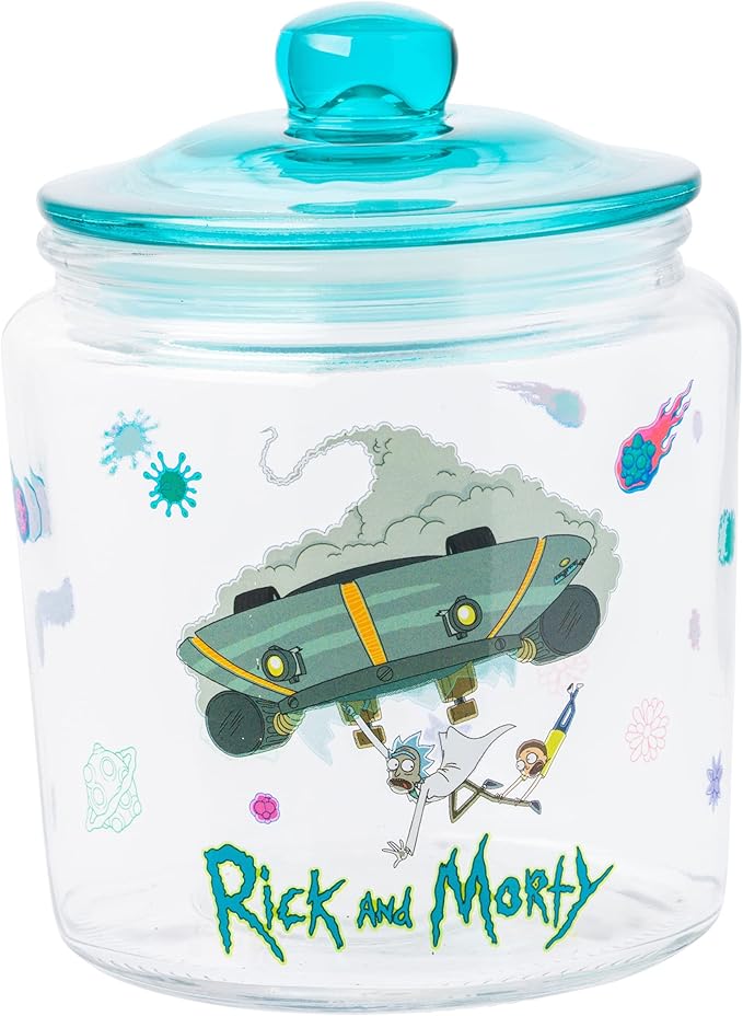 Silver Buffalo Rick and Morty Falling Out of Ship Glass Cookie Snack Candy Jar by SilverBuffalo
