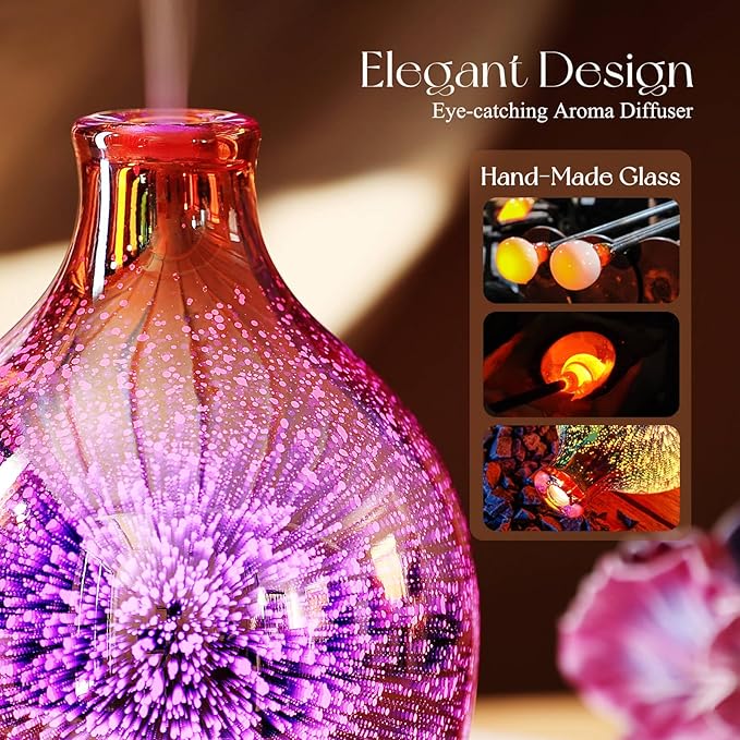 Porseme 280ml Essential Oil Diffuser 3D Glass Aromatherapy Ultrasonic Humidifier - Image 5