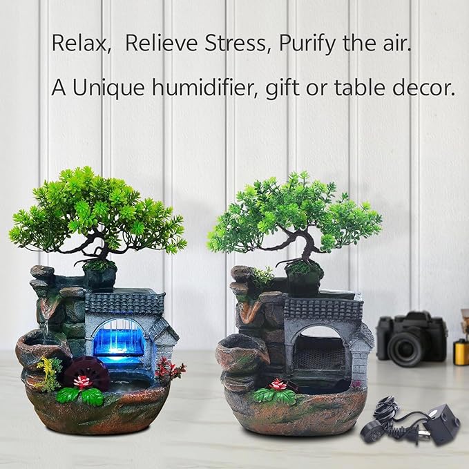 11" Desktop Fountain Rock Waterfall Humidifier - Image 5
