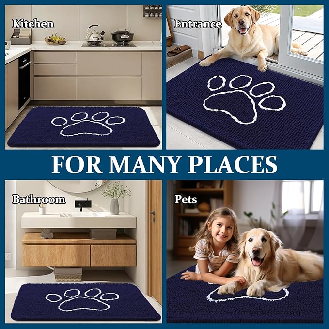 OLANLY Dog Door Mat for Muddy Paws 59x24, Paw Print Design, Absorbs Moisture - Image 8